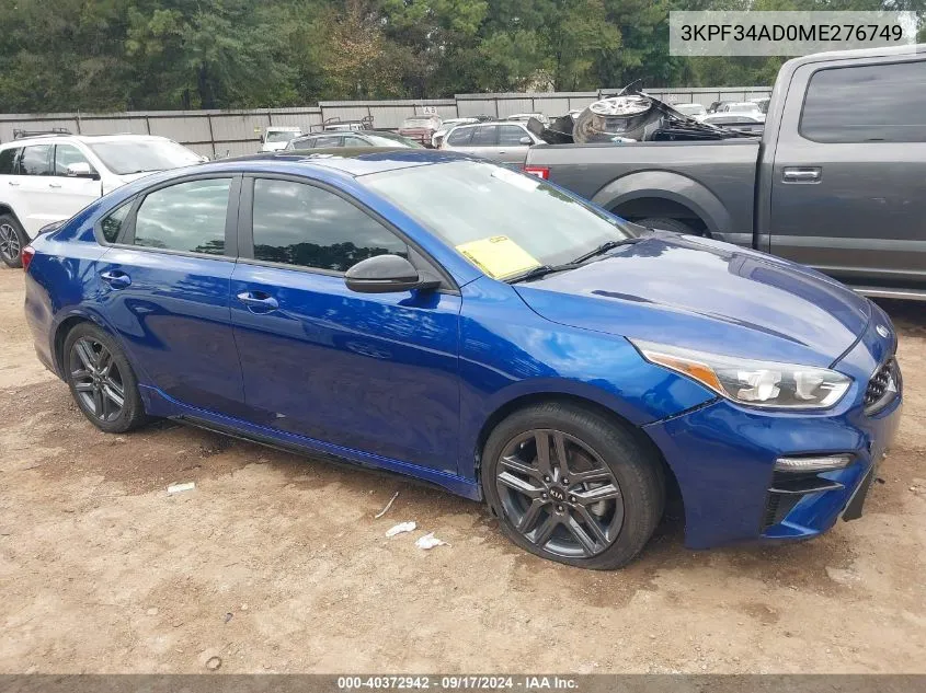 2021 Kia Forte Gt-Line VIN: 3KPF34AD0ME276749 Lot: 40372942