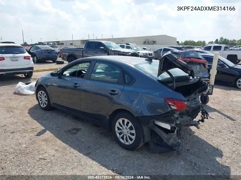 2021 Kia Forte Fe VIN: 3KPF24ADXME314166 Lot: 40373924