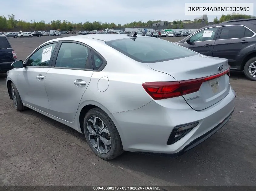 2021 Kia Forte Fe/Lxs VIN: 3KPF24AD8ME330950 Lot: 40380279