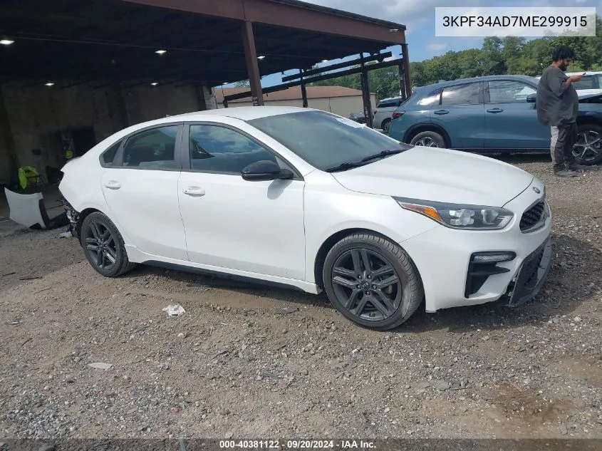 2021 Kia Forte Gt-Line VIN: 3KPF34AD7ME299915 Lot: 40381122