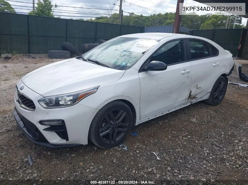 2021 Kia Forte Gt-Line VIN: 3KPF34AD7ME299915 Lot: 40381122