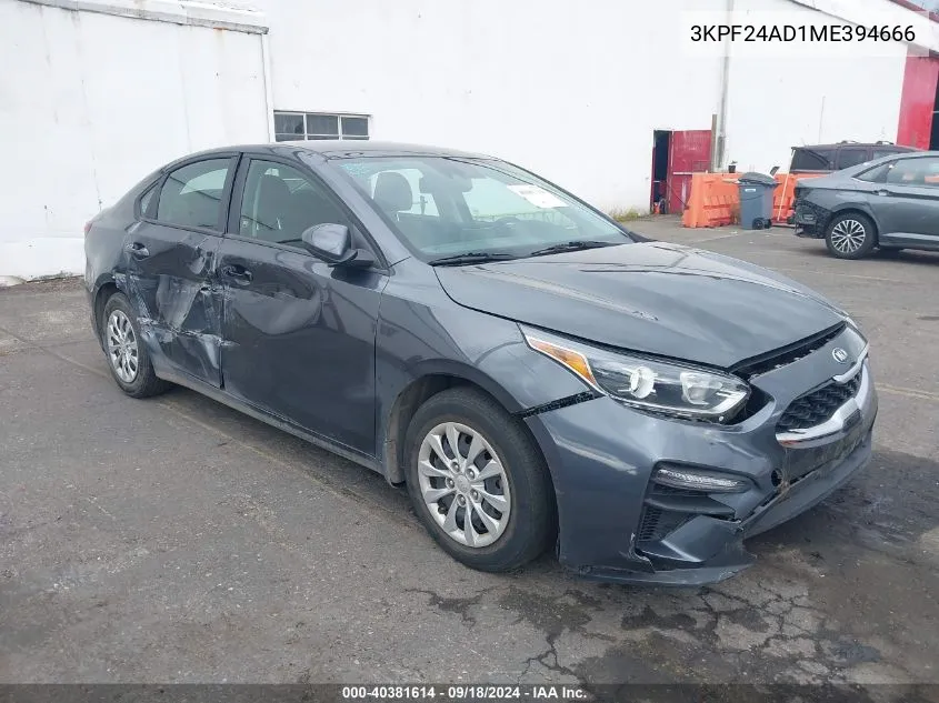 2021 Kia Forte Fe VIN: 3KPF24AD1ME394666 Lot: 40381614