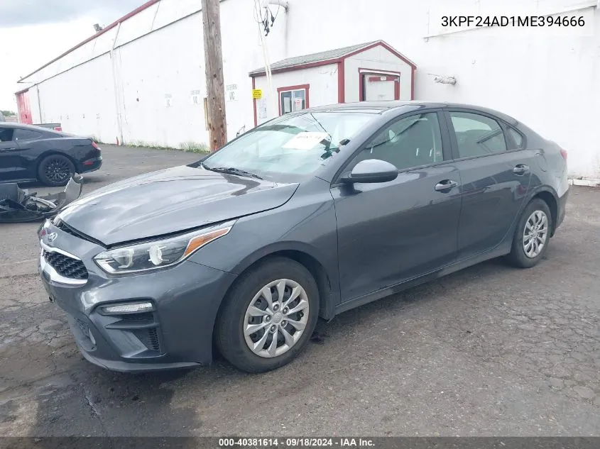 2021 Kia Forte Fe VIN: 3KPF24AD1ME394666 Lot: 40381614