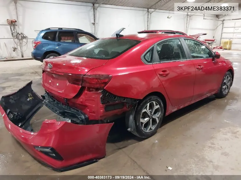 2021 Kia Forte Lxs VIN: 3KPF24AD4ME383371 Lot: 40383173