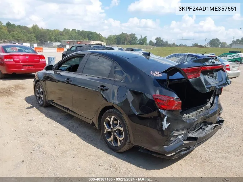 3KPF24AD1ME357651 2021 Kia Forte Lxs