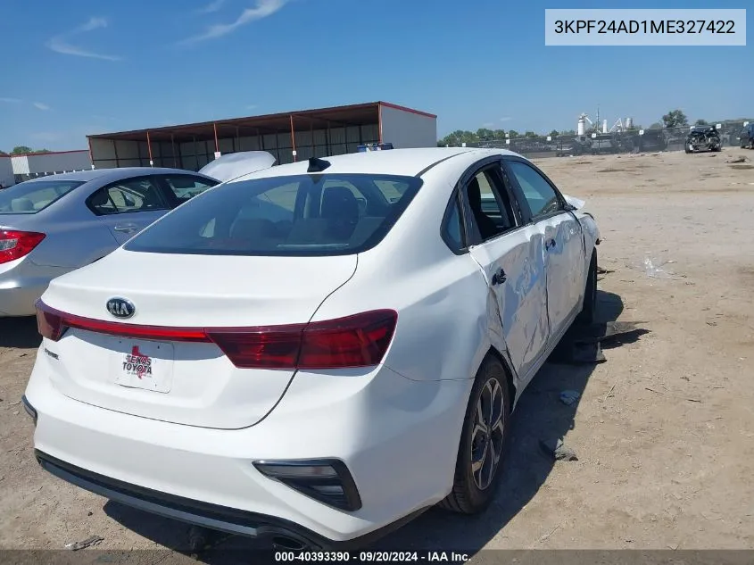 2021 Kia Forte Lxs VIN: 3KPF24AD1ME327422 Lot: 40393390