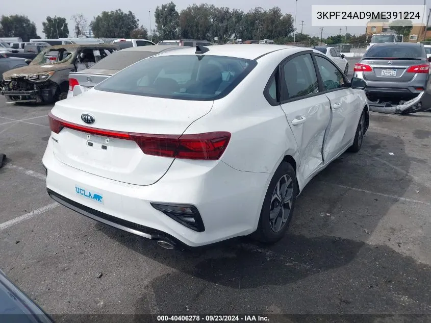 2021 Kia Forte Fe/Lxs VIN: 3KPF24AD9ME391224 Lot: 40406278