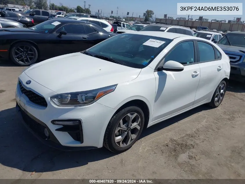 2021 Kia Forte Fe/Lxs VIN: 3KPF24AD6ME353076 Lot: 40407920