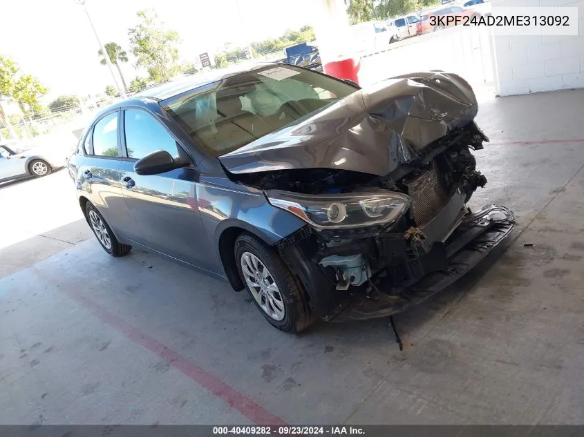 2021 Kia Forte Fe/Lxs VIN: 3KPF24AD2ME313092 Lot: 40409282