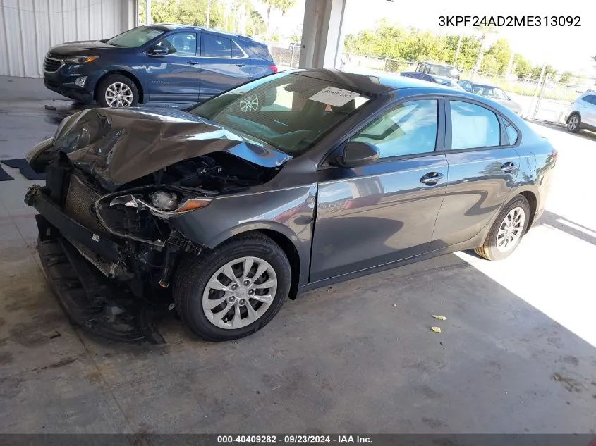 2021 Kia Forte Fe/Lxs VIN: 3KPF24AD2ME313092 Lot: 40409282