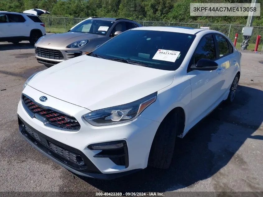 2021 Kia Forte Gt VIN: 3KPF44AC7ME413058 Lot: 40423369