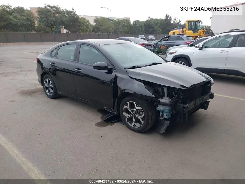 2021 Kia Forte Fe/Lxs VIN: 3KPF24AD6ME355216 Lot: 40423792