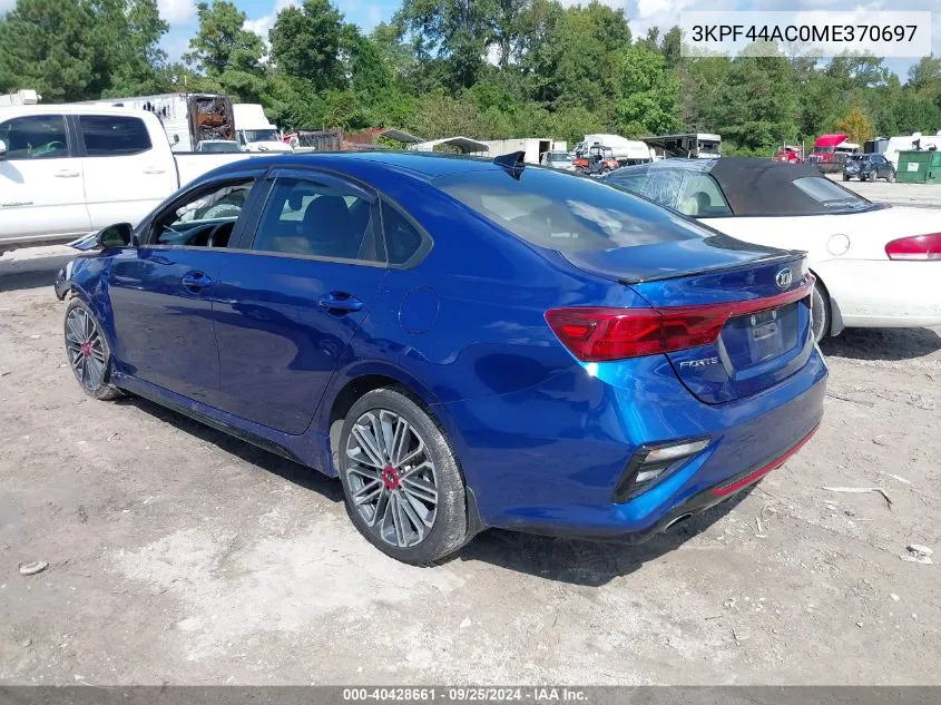 2021 Kia Forte Gt VIN: 3KPF44AC0ME370697 Lot: 40428661