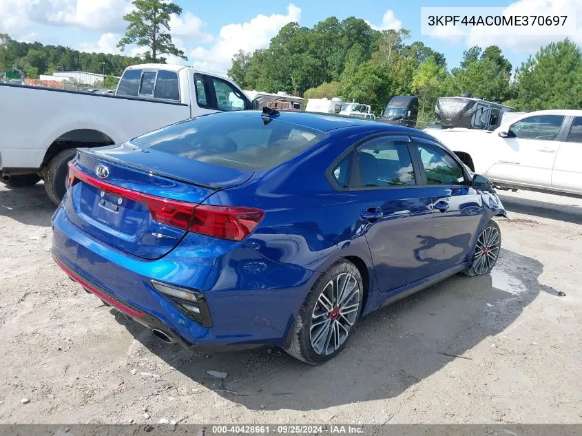 2021 Kia Forte Gt VIN: 3KPF44AC0ME370697 Lot: 40428661