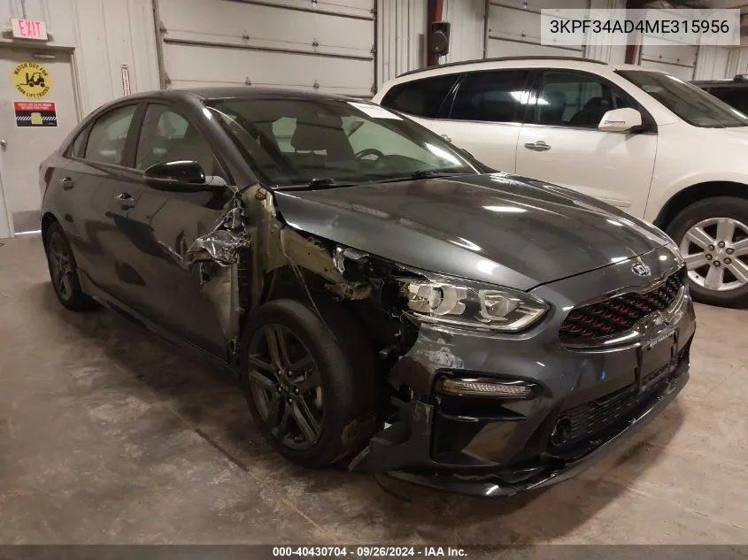 3KPF34AD4ME315956 2021 Kia Forte Gt-Line