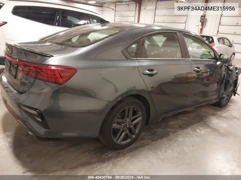 3KPF34AD4ME315956 2021 Kia Forte Gt-Line