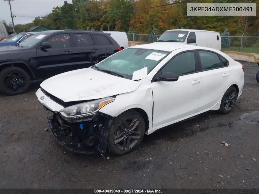 2021 Kia Forte Gt-Line VIN: 3KPF34ADXME300491 Lot: 40439049