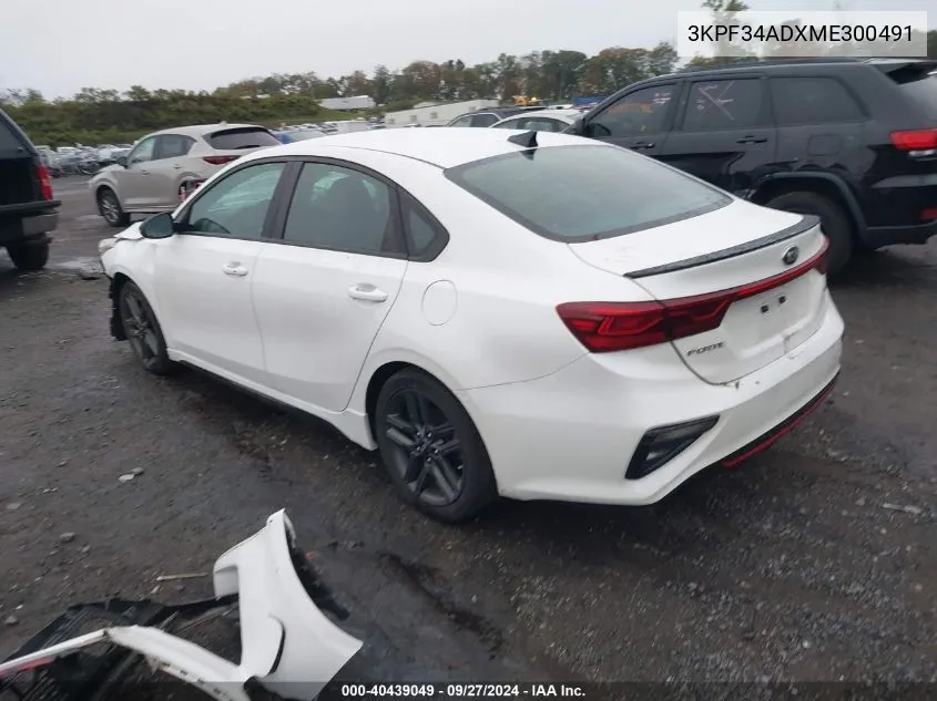 2021 Kia Forte Gt-Line VIN: 3KPF34ADXME300491 Lot: 40439049