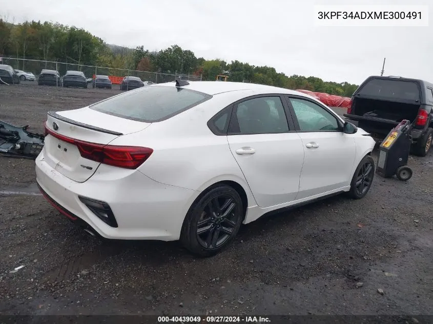 2021 Kia Forte Gt-Line VIN: 3KPF34ADXME300491 Lot: 40439049