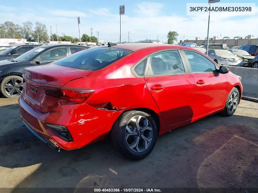 2021 Kia Forte Lxs VIN: 3KPF24AD8ME305398 Lot: 40453366