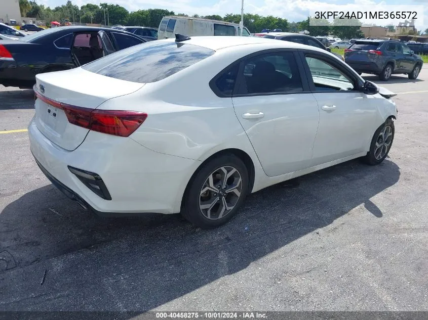 2021 Kia Forte Lxs VIN: 3KPF24AD1ME365572 Lot: 40458275