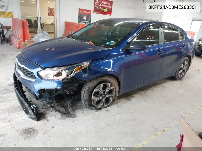 3KPF24AD8ME288361 2021 Kia Forte Lxs