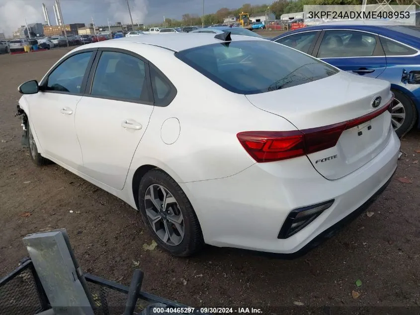 2021 Kia Forte Fe/Lxs VIN: 3KPF24ADXME408953 Lot: 40465297