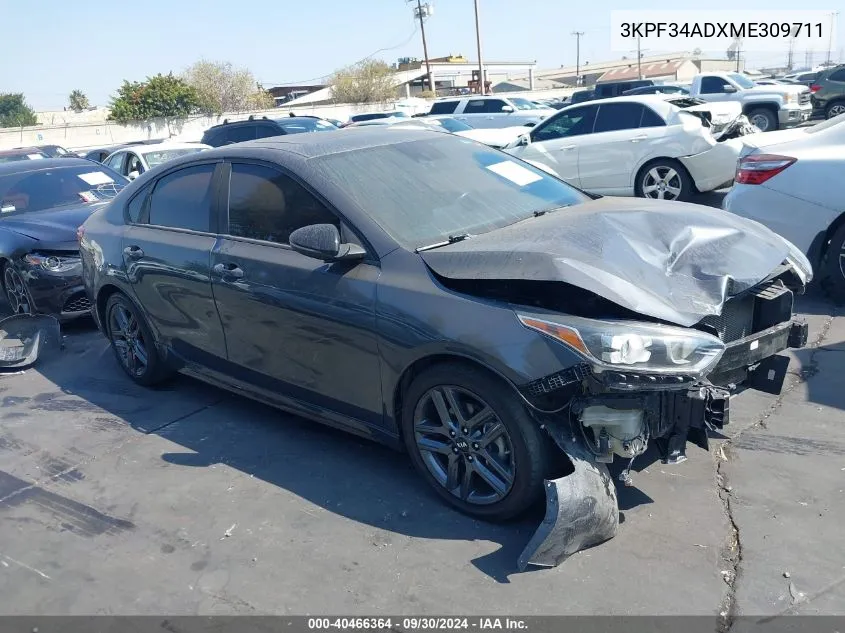 2021 Kia Forte Gt Line VIN: 3KPF34ADXME309711 Lot: 40466364