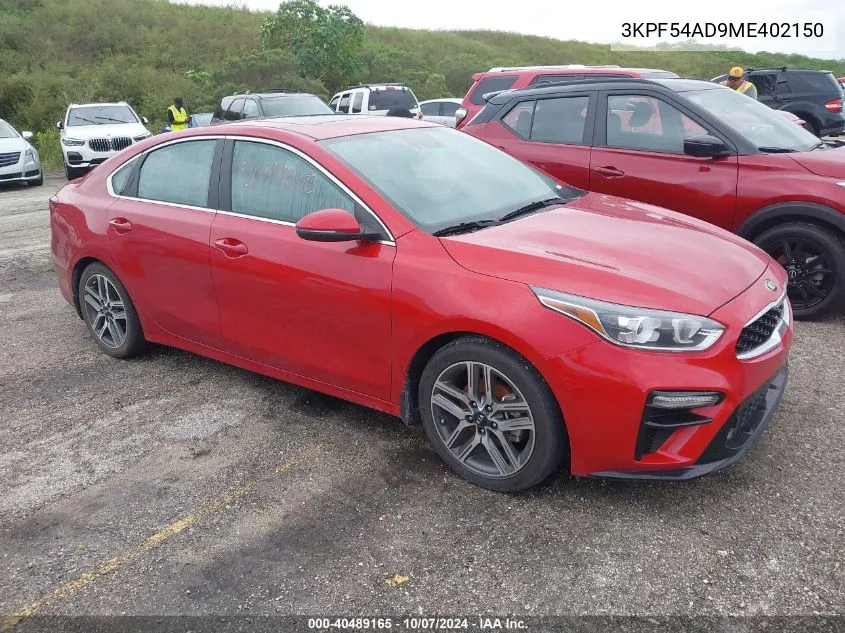 2021 Kia Forte Ex VIN: 3KPF54AD9ME402150 Lot: 40489165