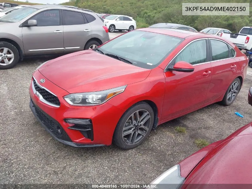 2021 Kia Forte Ex VIN: 3KPF54AD9ME402150 Lot: 40489165