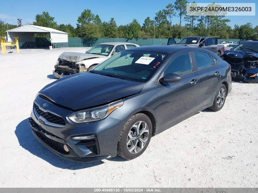 2021 Kia Forte Lxs VIN: 3KPF24AD9ME326003 Lot: 40498130