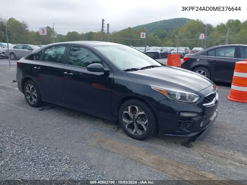 2021 Kia Forte Lxs VIN: 3KPF24AD0ME376644 Lot: 40503700