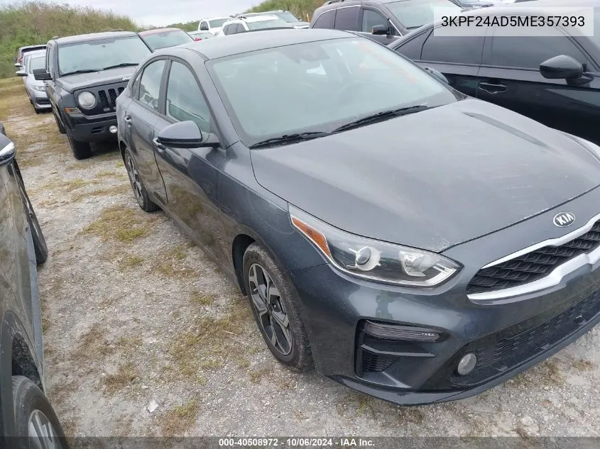 2021 Kia Forte Fe/Lxs VIN: 3KPF24AD5ME357393 Lot: 40508972