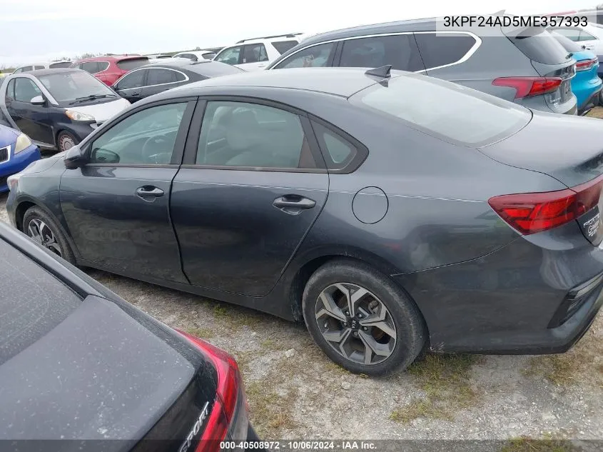 2021 Kia Forte Fe/Lxs VIN: 3KPF24AD5ME357393 Lot: 40508972