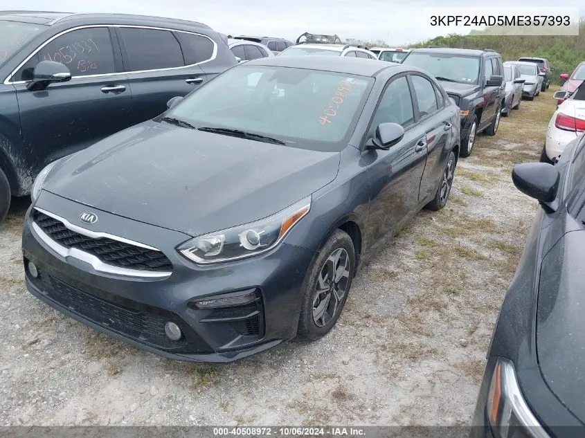 2021 Kia Forte Fe/Lxs VIN: 3KPF24AD5ME357393 Lot: 40508972