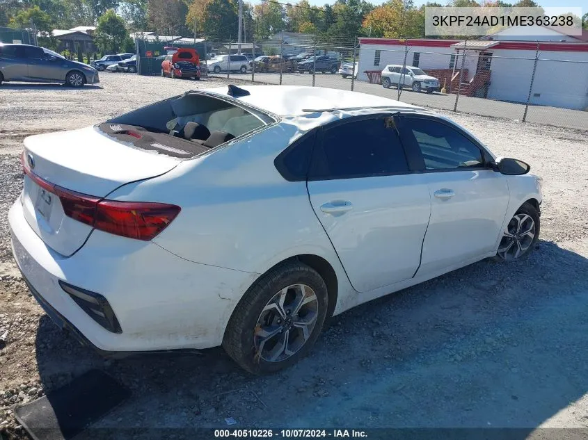 2021 Kia Forte Fe/Lxs VIN: 3KPF24AD1ME363238 Lot: 40510226