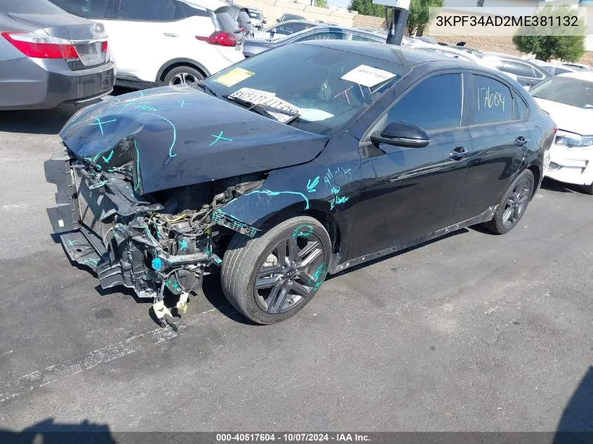 2021 Kia Forte Gt-Line VIN: 3KPF34AD2ME381132 Lot: 40517604