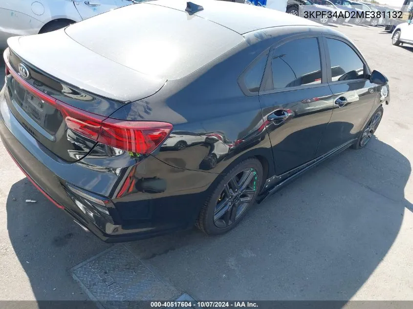 2021 Kia Forte Gt-Line VIN: 3KPF34AD2ME381132 Lot: 40517604