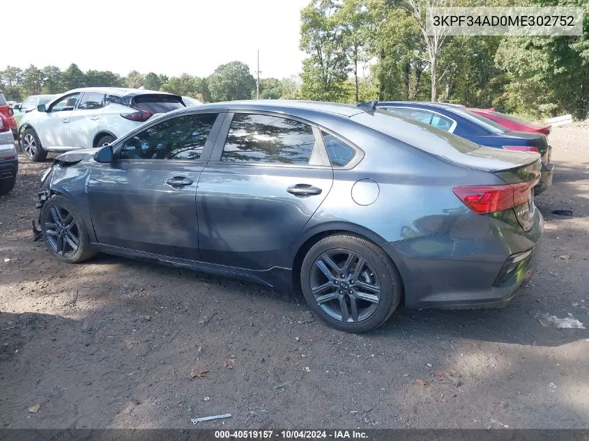 3KPF34AD0ME302752 2021 Kia Forte Gt-Line