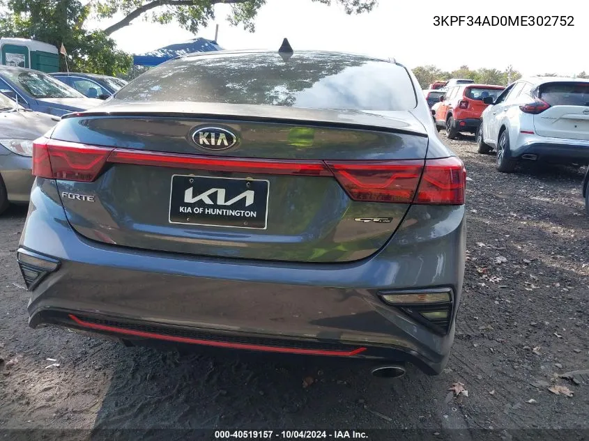 2021 Kia Forte Gt-Line VIN: 3KPF34AD0ME302752 Lot: 40519157