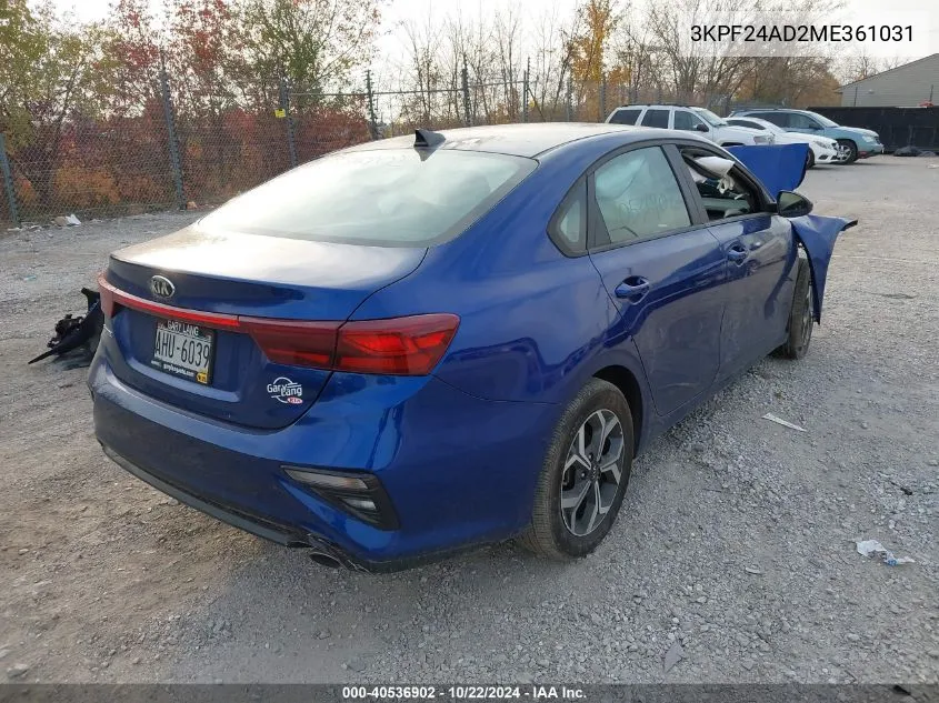 2021 Kia Forte Lxs VIN: 3KPF24AD2ME361031 Lot: 40536902