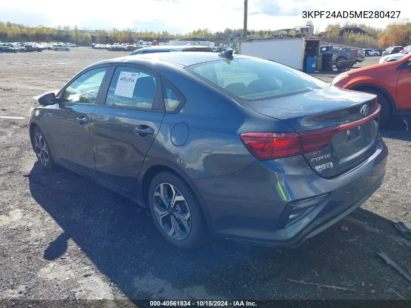 2021 Kia Forte Lxs VIN: 3KPF24AD5ME280427 Lot: 40561834