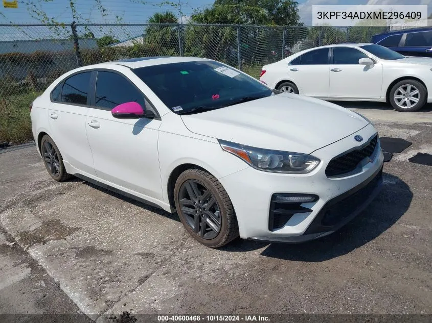 2021 Kia Forte Gt-Line VIN: 3KPF34ADXME296409 Lot: 40600468