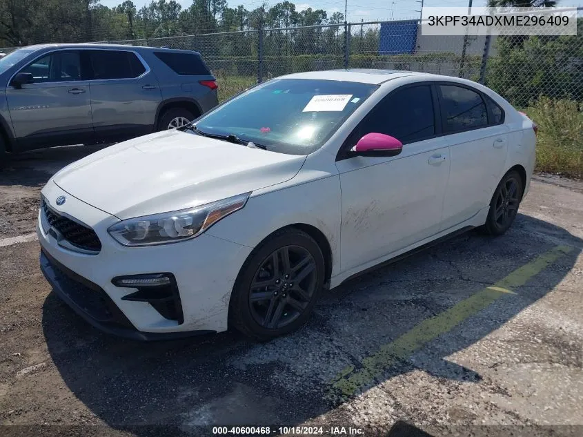 2021 Kia Forte Gt-Line VIN: 3KPF34ADXME296409 Lot: 40600468