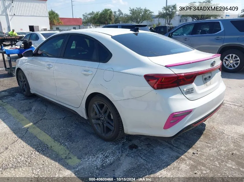 2021 Kia Forte Gt-Line VIN: 3KPF34ADXME296409 Lot: 40600468