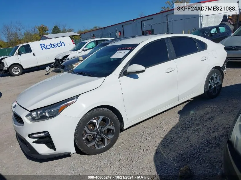 2021 Kia Forte Lxs VIN: 3KPF24AD7ME321088 Lot: 40605247