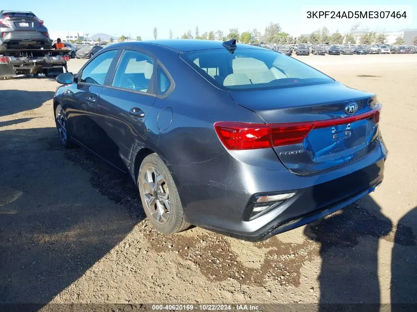 2021 Kia Forte Lxs VIN: 3KPF24AD5ME307464 Lot: 40620169