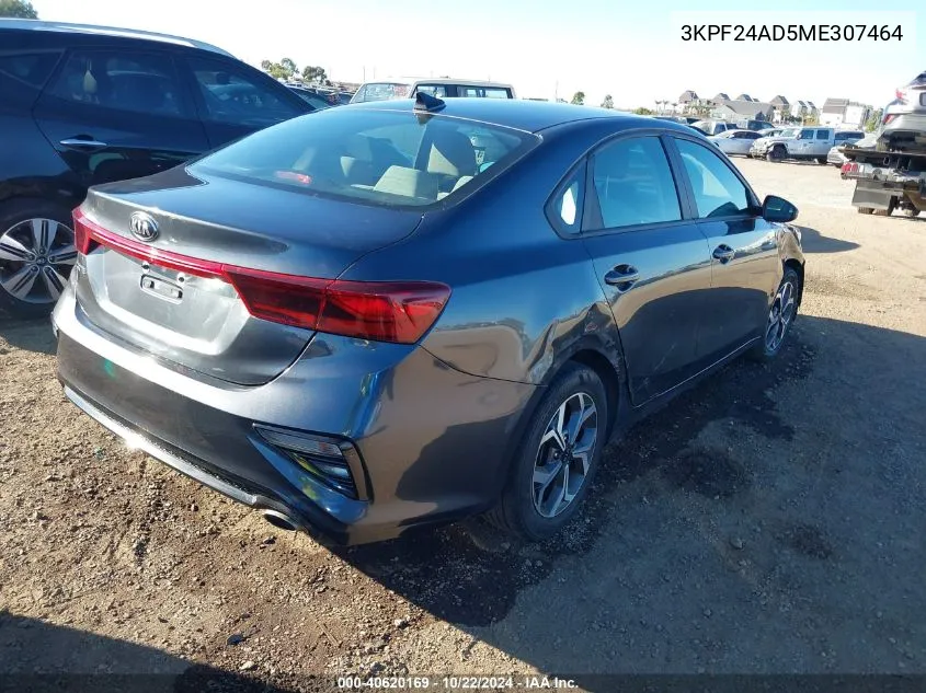 2021 Kia Forte Lxs VIN: 3KPF24AD5ME307464 Lot: 40620169