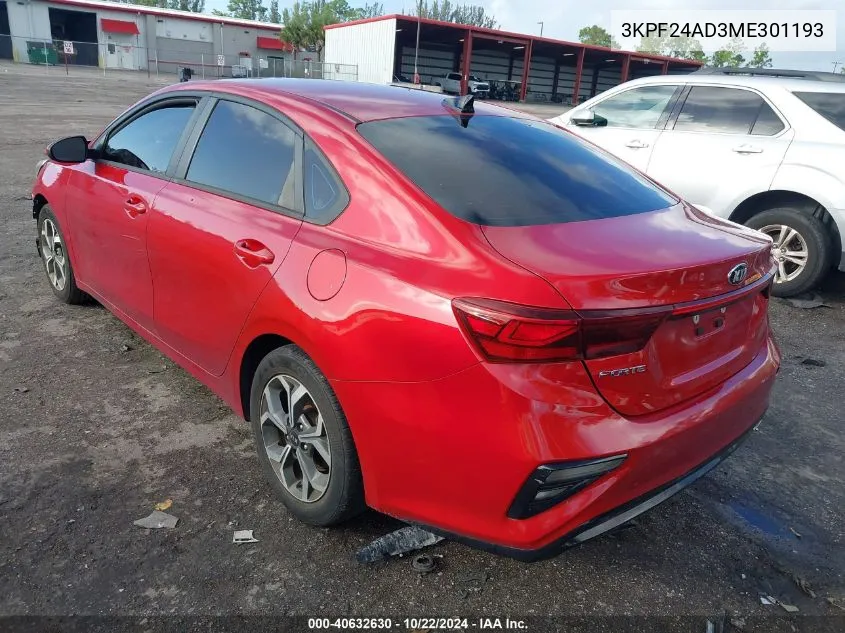 2021 Kia Forte Lxs VIN: 3KPF24AD3ME301193 Lot: 40632630