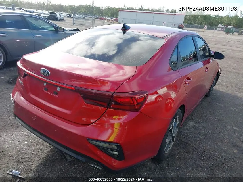 2021 Kia Forte Lxs VIN: 3KPF24AD3ME301193 Lot: 40632630